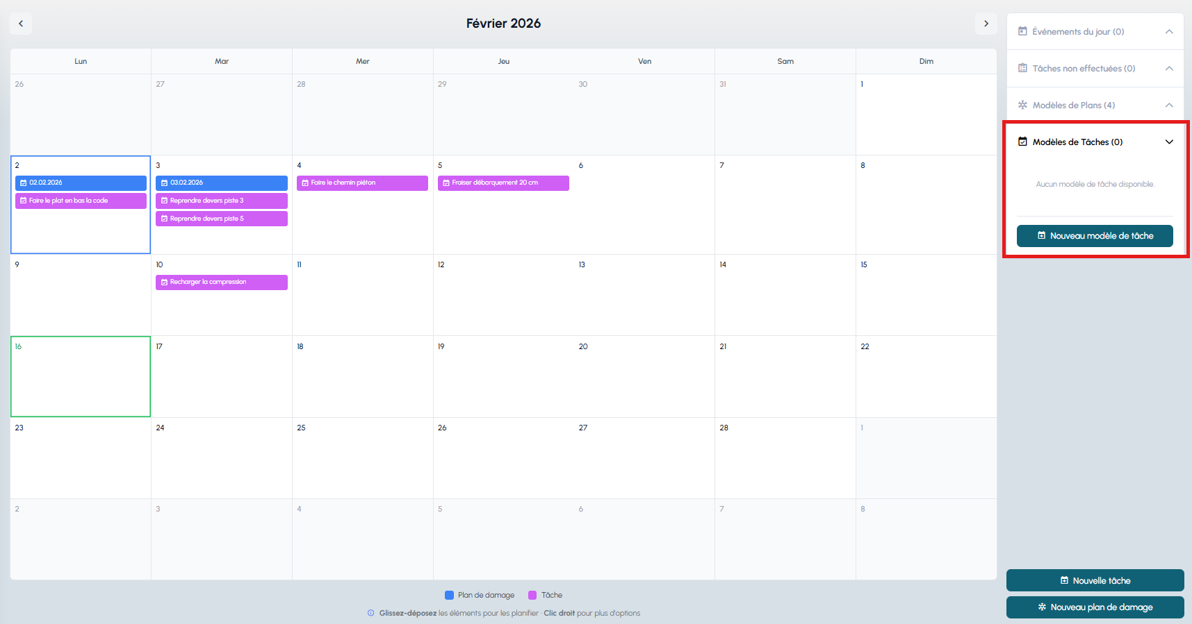 création d’un modèle de tâche